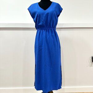 Jcrew Cobalt Blue Sleeveless Diamond Lasercut Preforated Midi Dress Size 2